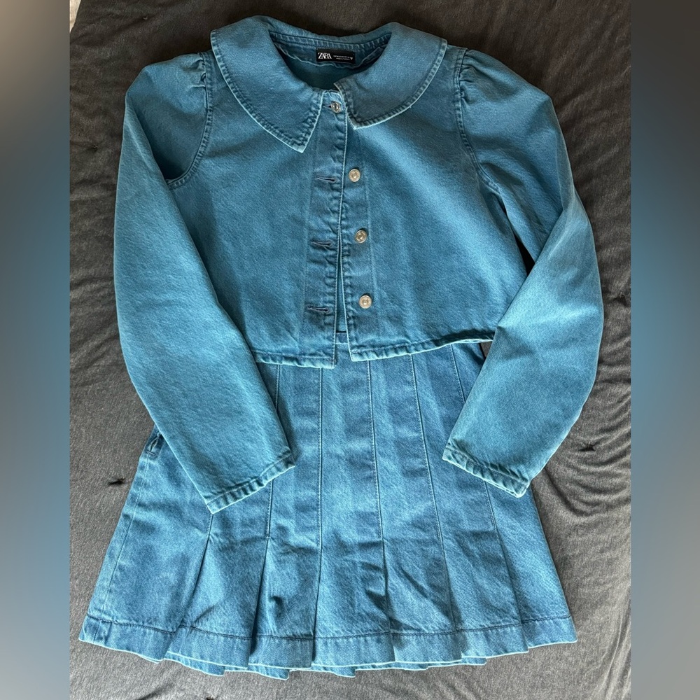 Denim skirt and jacket from Zara. No visible signs of wear.